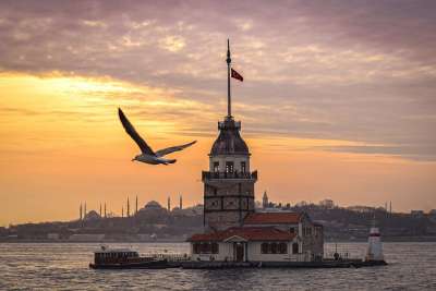 河 日落 女塔景 Isanbul Leandertoren 岛 结构