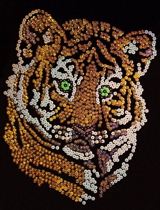 老虎 亮片 艺术品 自己做