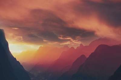 景观 山 日落 亲爱的 云 雾