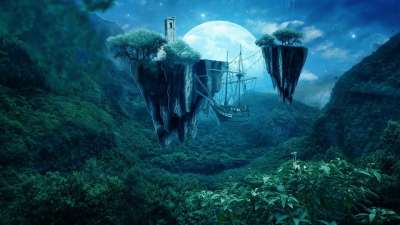 照片处理 数字艺术 艺术品 幻想 幻想岛 月亮 天空 景观 梦