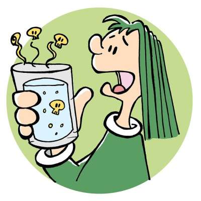 受污染 水 玻璃 玻璃 女孩 担心 污染 环境 化学的 病毒