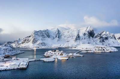 罗弗敦 挪威 北极 寒冷的 冰 雪 背景 哈姆尼 冬天 景观