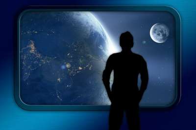 外表 窗户 飞船 空间 男人 查看 地球 月亮 疼痛 日出