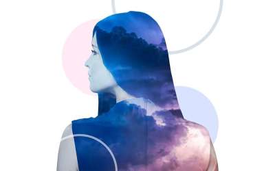 年轻女子 设计 艺术 夹克 天空 眼睛 幻想 梦 风格 创意