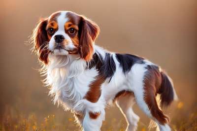 骑士国王查尔斯猎犬 狗 动物 毛皮 犬 小种族 冷静的 数字艺术