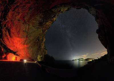 星星 银河系 银河 夜空 星空 黑暗的 傍晚的天空 洞穴 外表