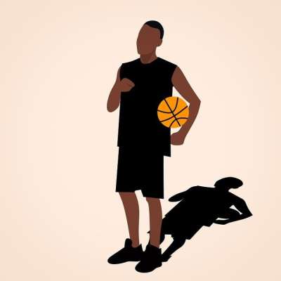 年轻 非洲人 型男 卡通人物 保持 篮球 指指点点 健康