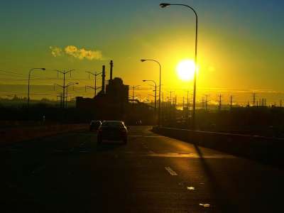 工业的 景观 芝加哥 日出 天桥 桥 早晨 州际公路 路