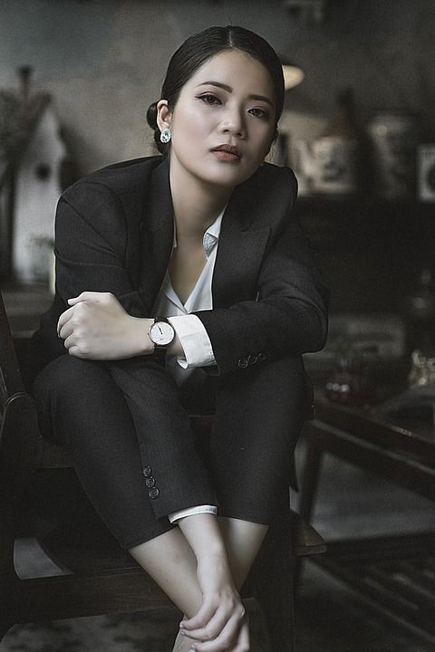 商界女强人 美丽 肖像 女士 越南 灰色的业务 灰色的美女