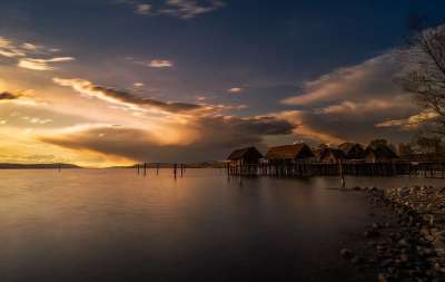 日落 水域 黄昏 自然 湖 太阳 全景 景观 雷雨 天堂