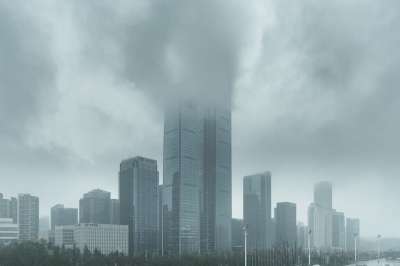 多雾路段 建筑物 城市 天际线 摩天大楼 城市景观 城市的 地铁