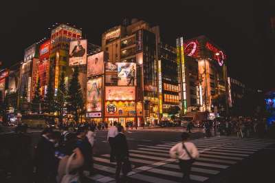 夜晚 灯 城市 都会 东京 建筑学 灯光 黑暗的 交通 建造
