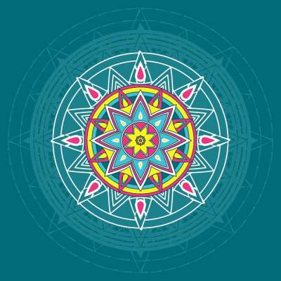 十世卡 纳夫拉特里 Rangoli 抽象 艺术 圆 地板艺术 装饰