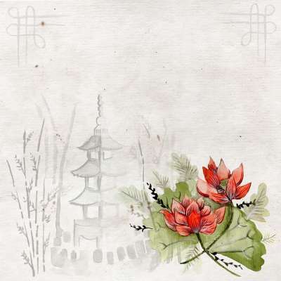 背景 剪贴簿 纸 亚洲人 花朵 灰色的 页 水彩 玫瑰 红色的