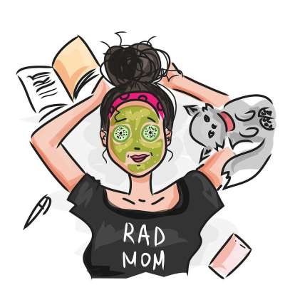 妈妈 度假 女人 很酷的 现代的 超级妈妈 躺着 猫 输出