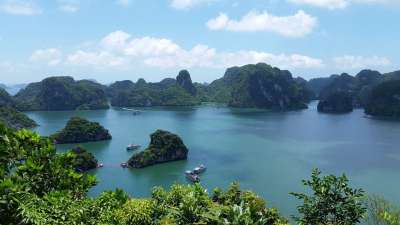 越南 下龙湾 大自然 景观 海洋 岛 旅行 水 云 下龙湾