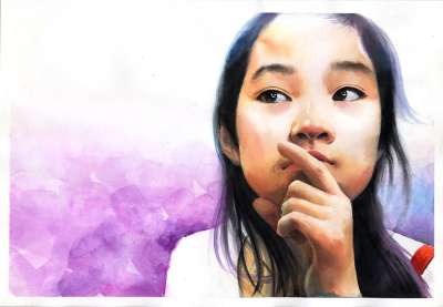 肖像水彩 水彩 艺术 艺术品 工作 亚洲人 绘画 女孩 儿童