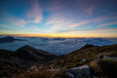 顶峰 云 日出 早晨 云海 首脑 山顶 山 农村 风景 自然