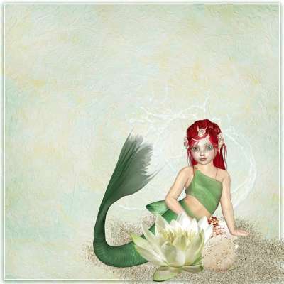 美人鱼 幻想 剪贴簿 页 背景 质地 海 沙 莲花 花 宁静