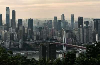 城市 河 城市的 重庆 桥 日落 建筑物 景观 城市 重庆