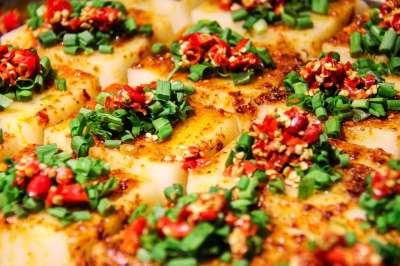 中国 美食 豆腐 辣 辣椒 四川 成都 锦里 葱 食物 豆腐