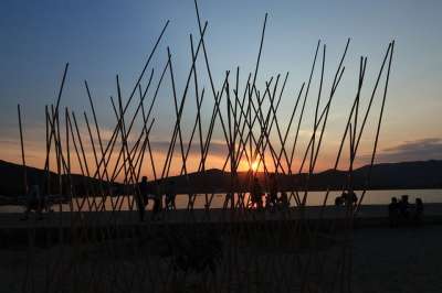 大海 日落 夏天 度假 度假村 希腊 娱乐 鱼 海滩