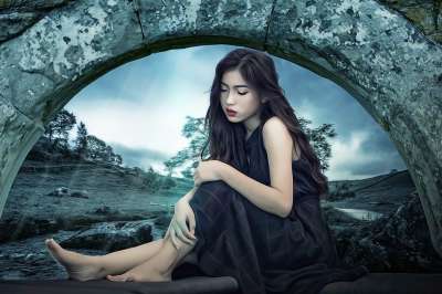 女士 女性 美丽 年轻 模型 肖像 幻想肖像 魔法 神秘 拱道