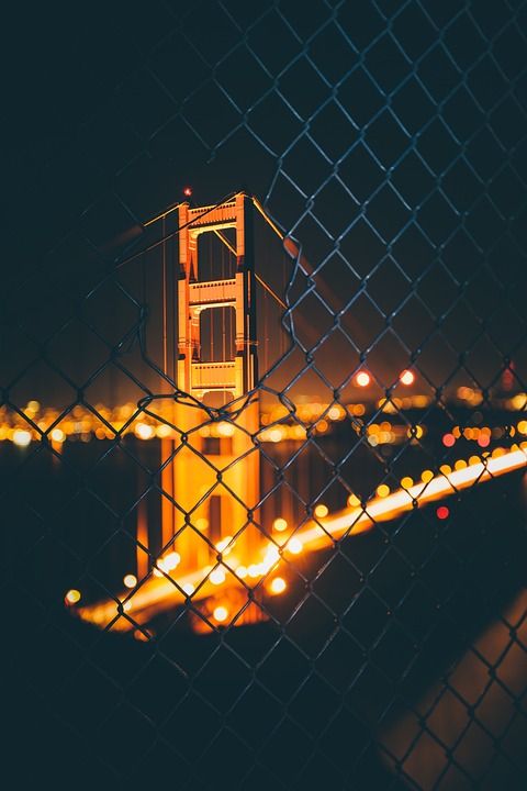 景观 晚上 旅行 加洲的金门大桥 桥 美国