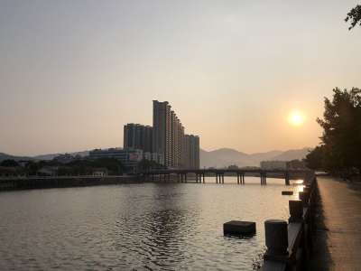 大江 夕阳 高楼