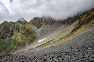 景观 自然 远足 山 黄叶 登山者 中部山岳国立公园 日本