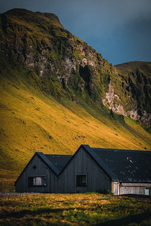 房屋 山 景观 自然 小屋 舱 岩石 木房子 秋天