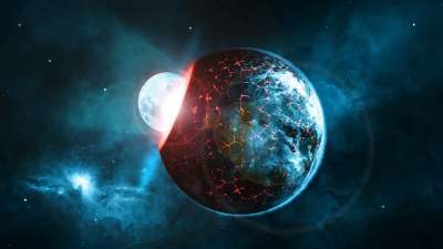 行星 地球 月亮 一击 宇宙 空间 科学 天文学 太空旅行