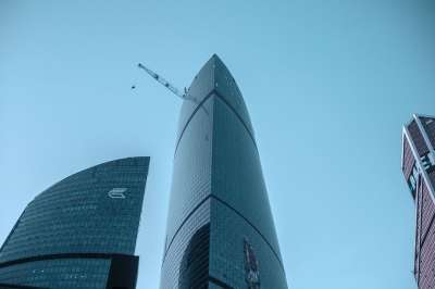 莫斯科市 俄罗斯 商业 多层建筑 深蓝色的天空 窗口 蓝天 天空