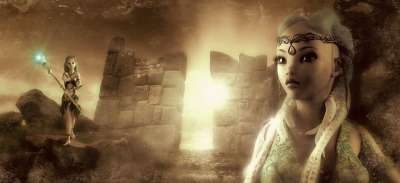 幻想 童话 仙女 废墟 光 现场 神秘 超现实的 极好的 魔术
