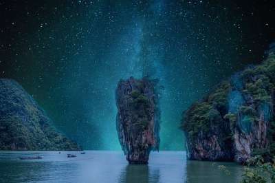 景观 夜 亲爱的 星级 岩石 海 繁星点点