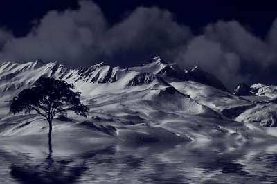 山 雪 夜 寒冷的 冬天 冬季 景观