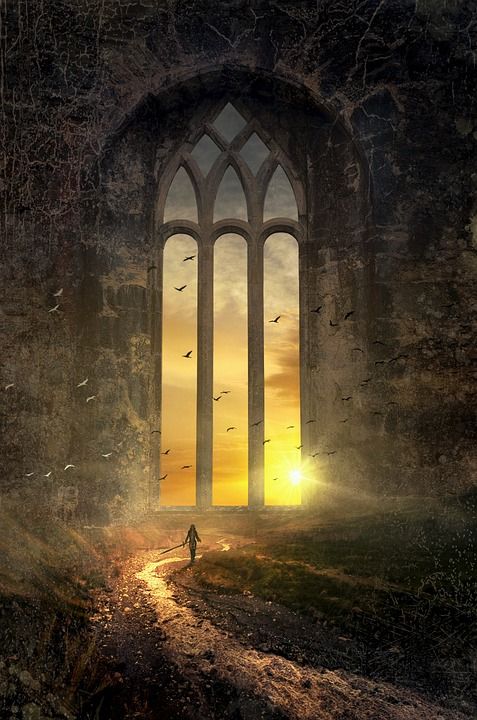 幻想 神秘 窗户 溪 太阳 巨大 魔术 神奇 极好的 照明心情