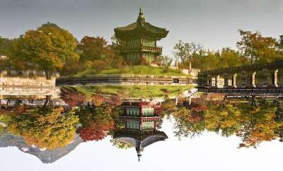 朝着花园 景福宫 传统 构造 屋面瓦 文化遗产 韩国 大韩民国