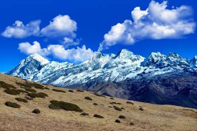 锡金 喜马拉雅山 山 印度 顶峰 首脑 雪 景观 自然 蓝天