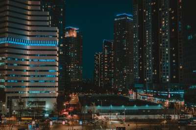 城市 建筑 体系结构 城市的 汉城 大韩民国 夜景 晚上 光