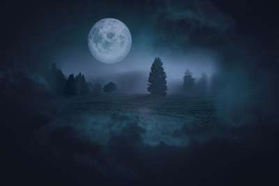 景观 幻想 幻想风景 夜晚 月亮 满月 黑暗的 哥特 夜景