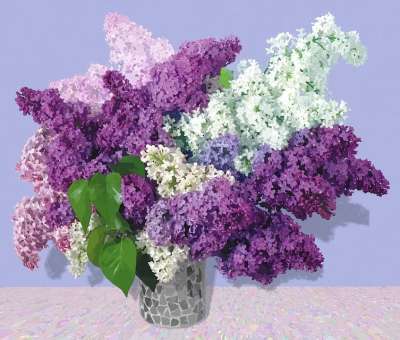 艺术 绘画 紫丁香 花 插花 花瓶 艺术学校