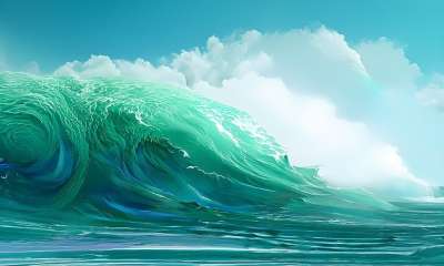 波浪 海 海洋 数字艺术 背景 绘画