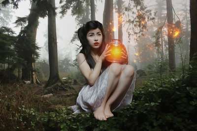 女士 美丽 女性 年轻 模型 肖像 幻想 幻想肖像 森林 树木