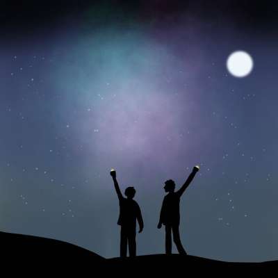 最好的朋友 友谊 朋友们 夜空 画画 数字艺术 星空 观星