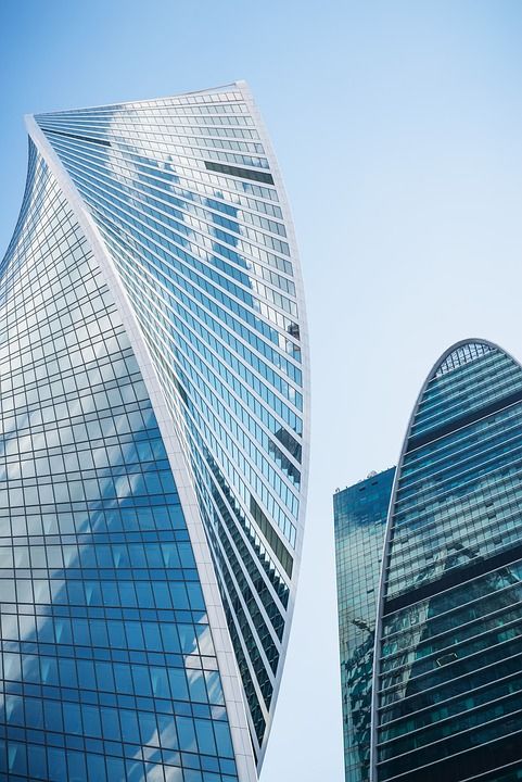 结构 建筑物 正面 外部的 玻璃外墙 摩天大楼 现代建筑 办公大楼