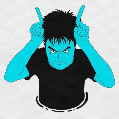 漫画 手绘 魔鬼 叛乱 岩石 青年 沉
