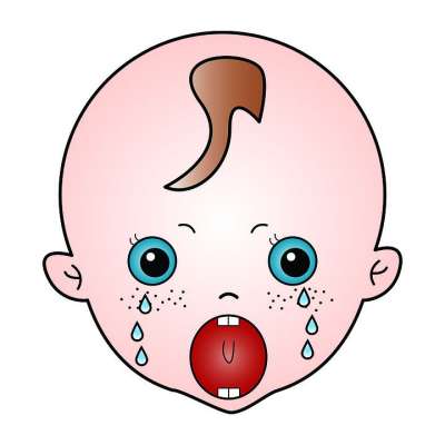 草图 有趣的 可爱的 特点 愉快 婴儿 哭 打哈欠 卡通片