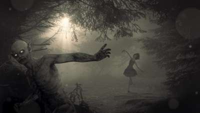 幻想 黑暗的 可怕的 神秘 黑暗 神秘主义 情绪 森林 僵尸