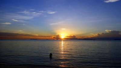 日落 夏天的大海 海 太阳 海滩 海滩日落 景观 海岸 日落海滩